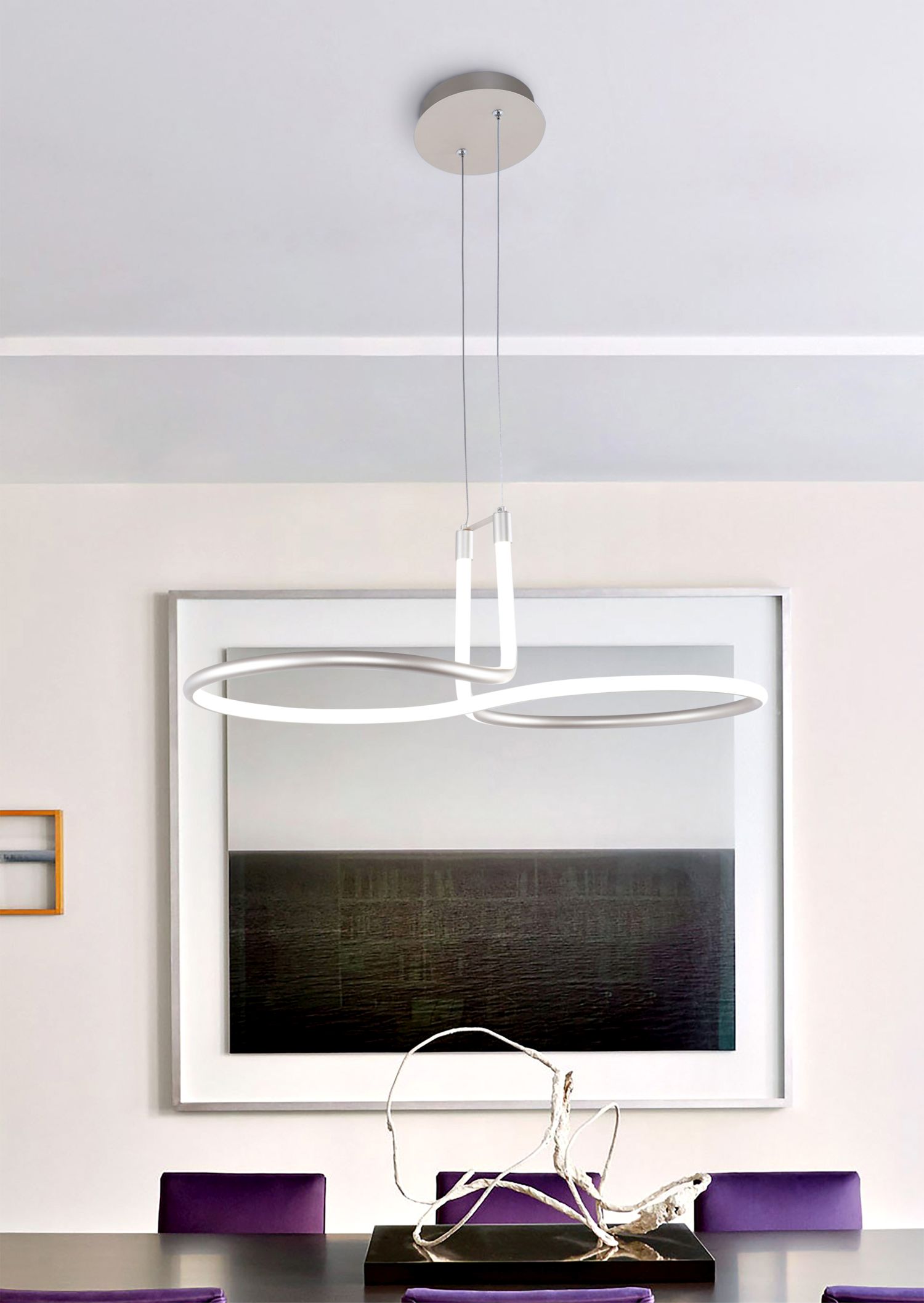 LED Pendelleuchte Metall L: 60 cm 4000 K in Nickel Modern