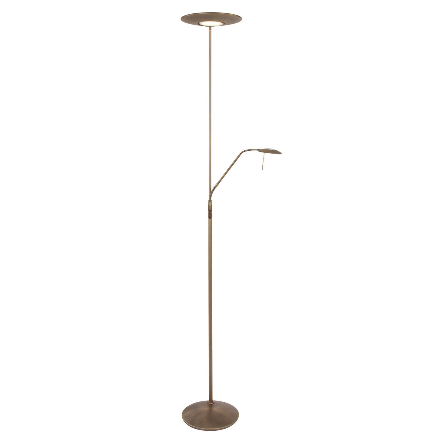 Dimmbarer LED Deckenfluter mit Lesearm in Bronze 185 cm