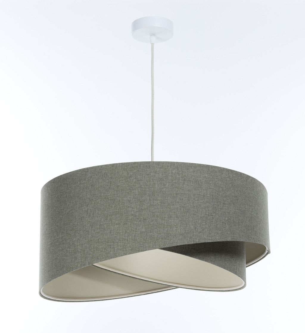 Lampe à suspendre Gris E27 ronde Ø 60 cm Tissu Moderne ajustable