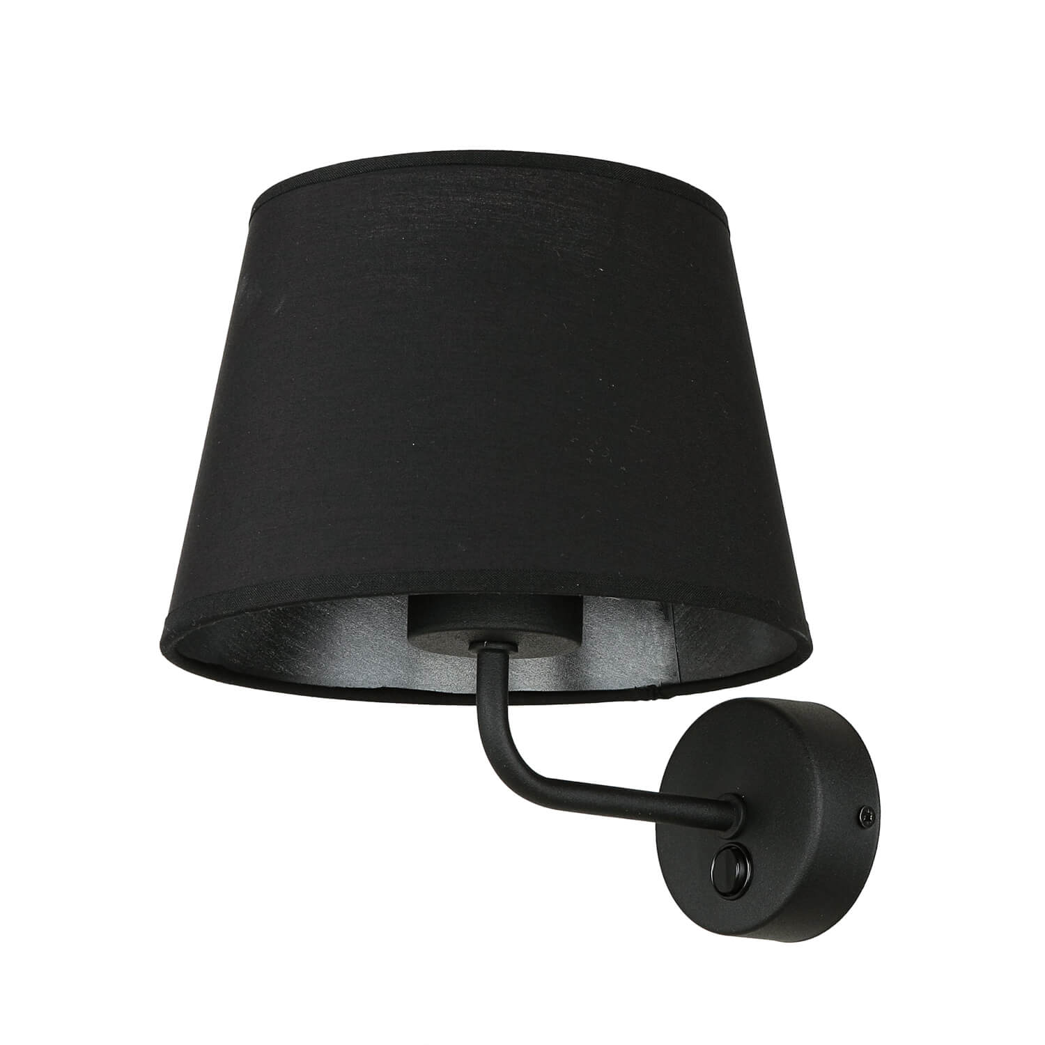 Wandlampe mit Schalter Schwarz Stoffschirm MAJA
