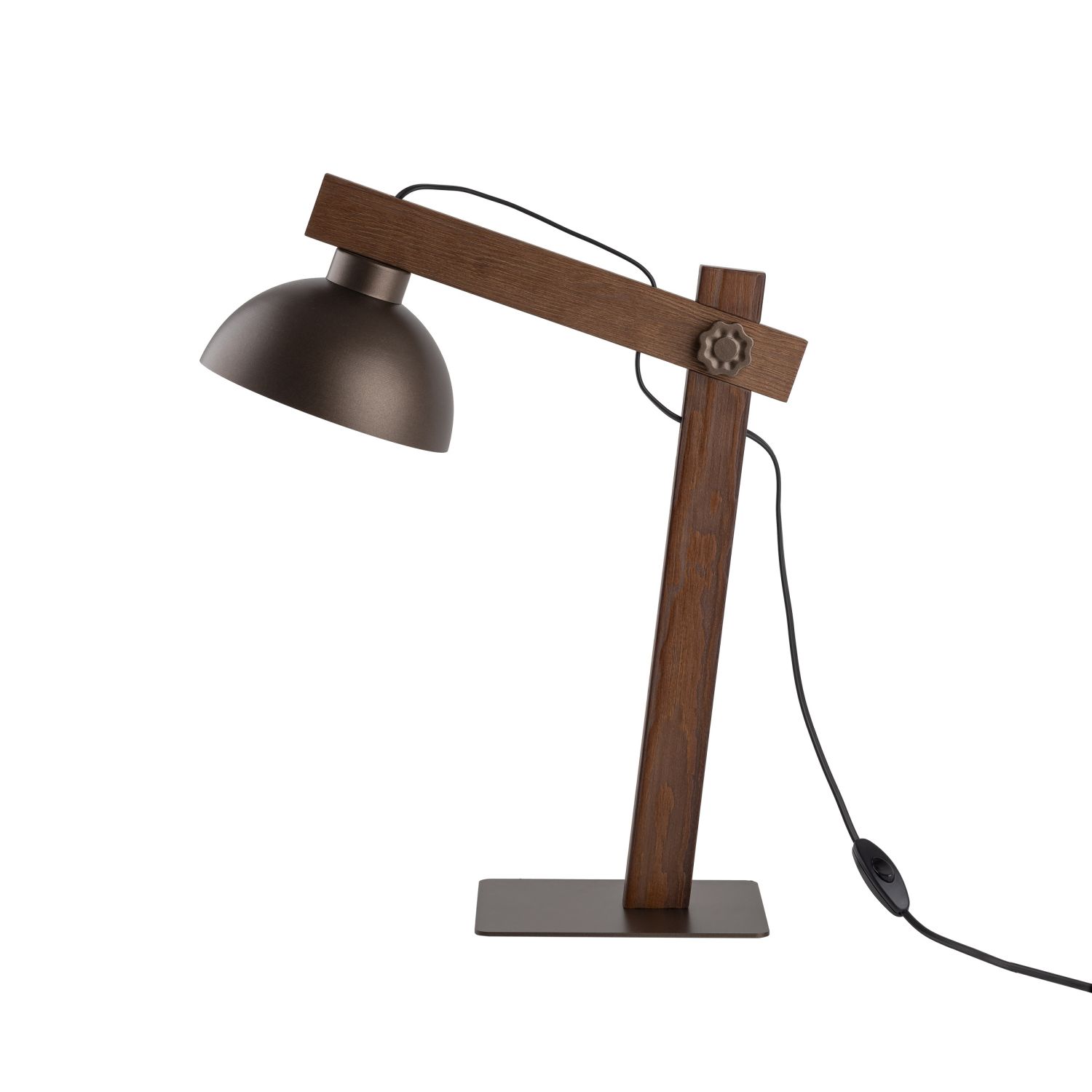 Lampe de table articulée 52 cm de haut bois métal E27 réglable