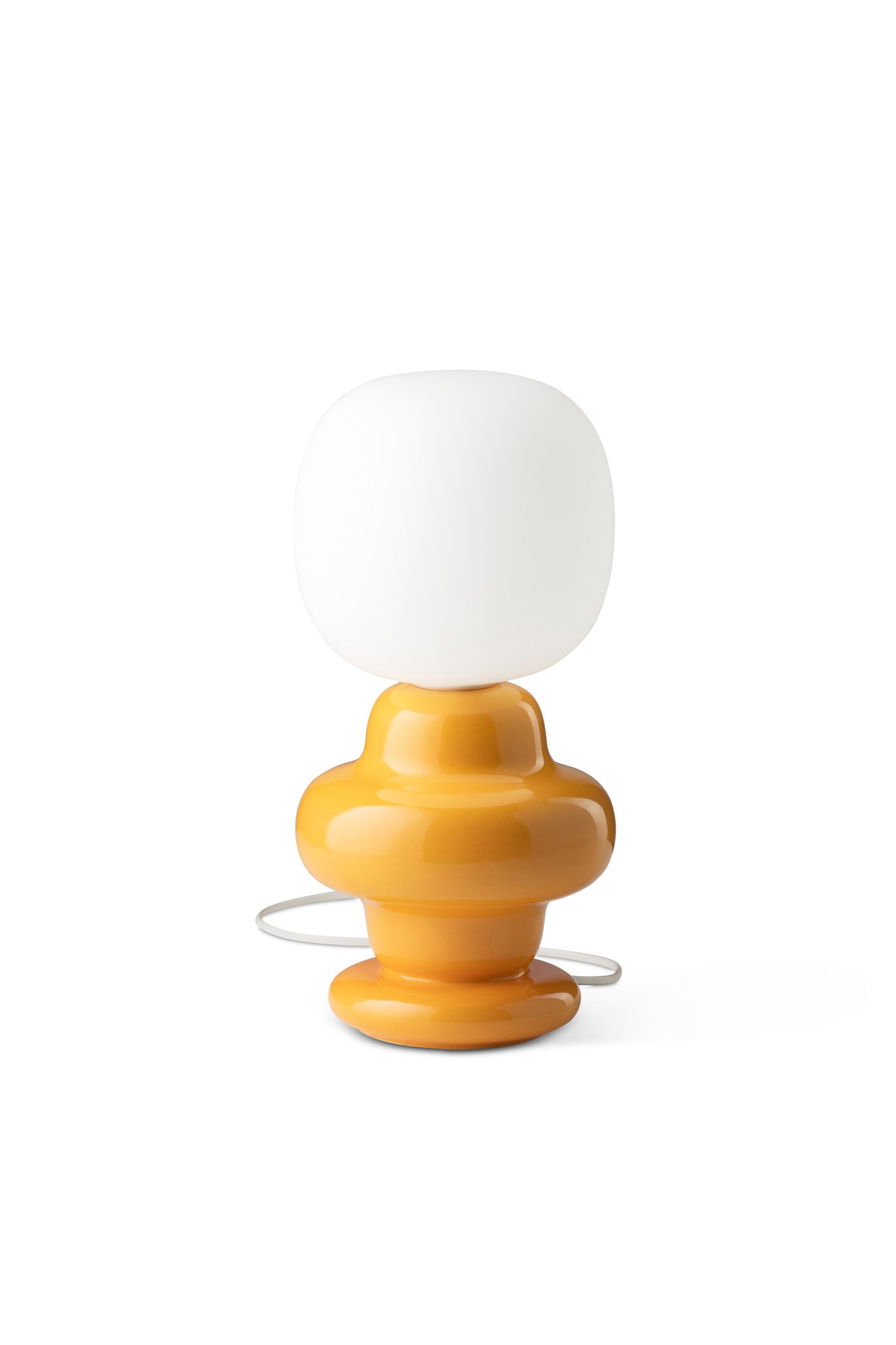 Lampe de table céramique verre 17 cm large 35 cm jaune blanc