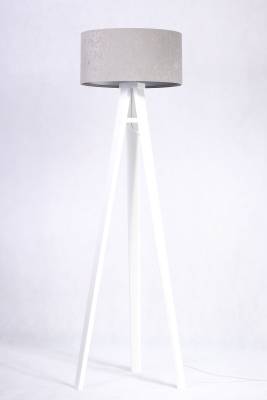 Stehlampe Holz Grau Silber Dreibein 145cm Retro