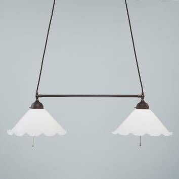 Jugendstil Hängeleuchte 2-fl Antik Messing D1