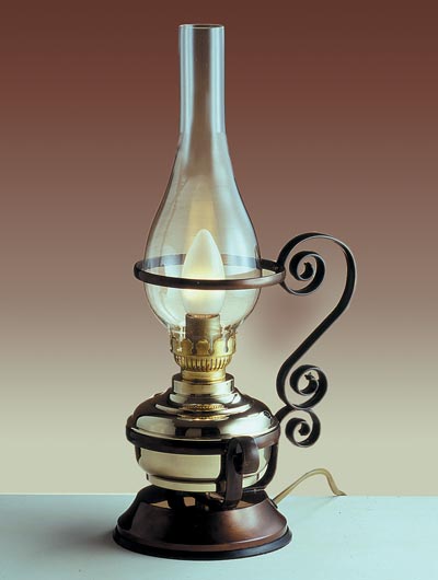 Kleine Tischlampe Glas Messing antikes Design
