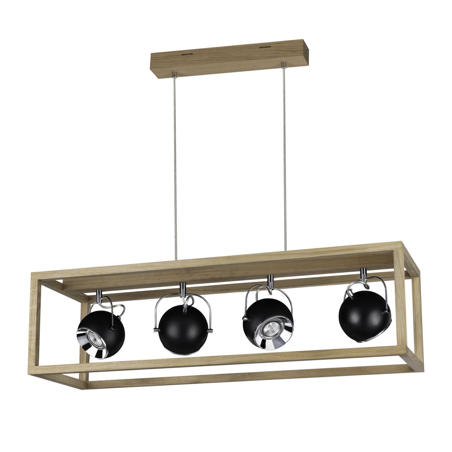 Moderne Hängelampe Holz Metall mit LED 4-flammig