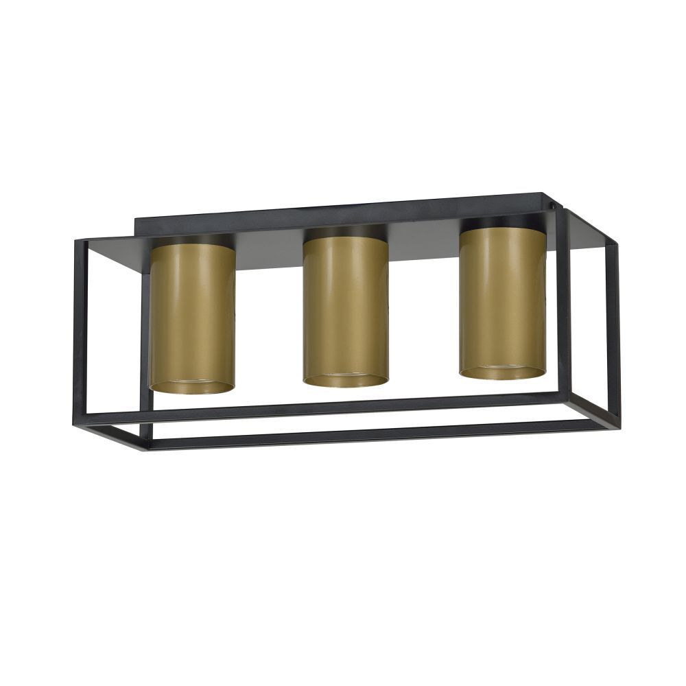Deckenlampe Schwarz Gold eckig 3x GU10 Wohnzimmer