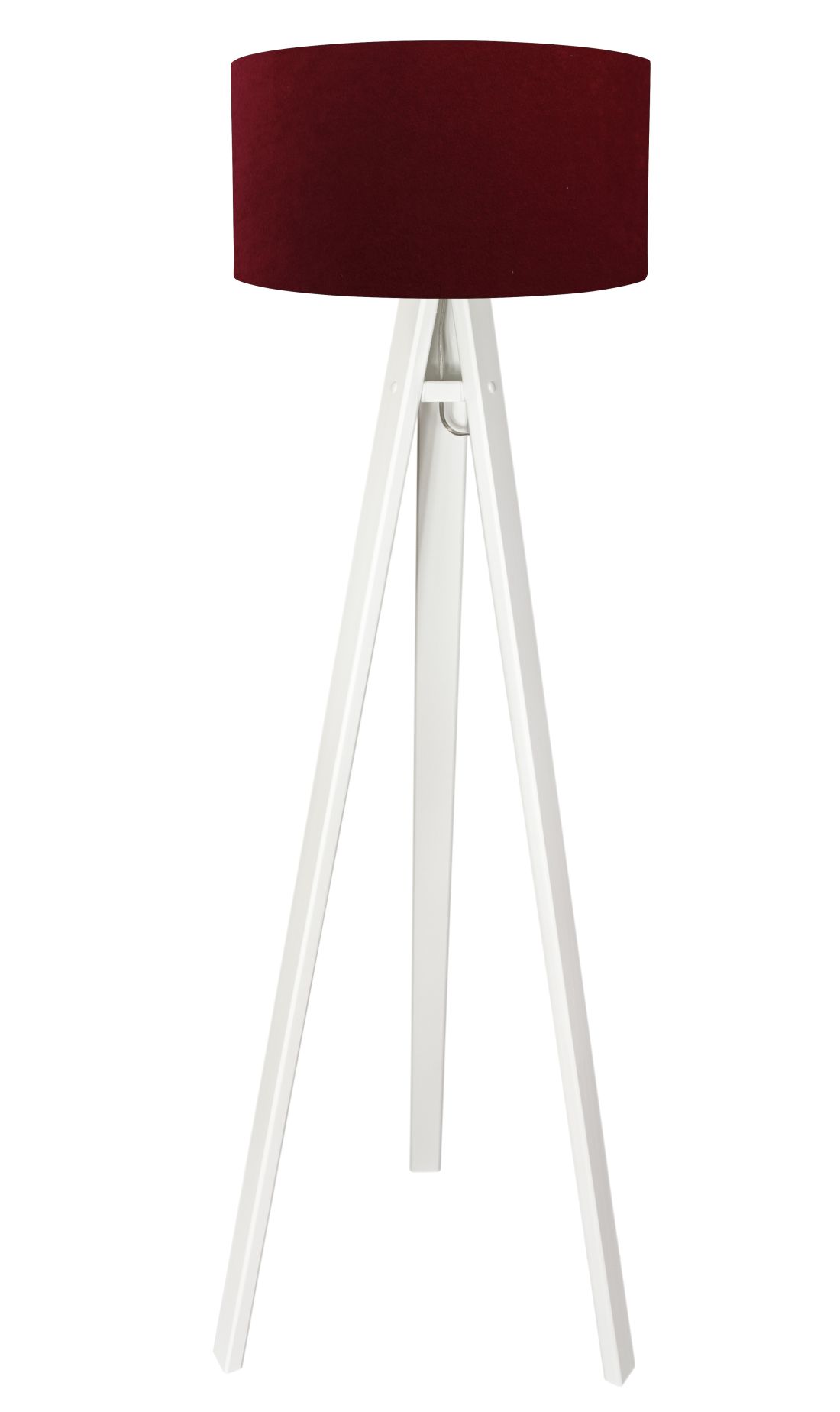 Stehlampe Weiß Schirm Rot Silber Retro Dreibein 140cm