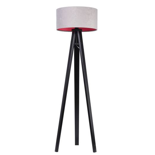 Stehlampe Holz Schwarz Grau Pink Retro Dreibein 140cm