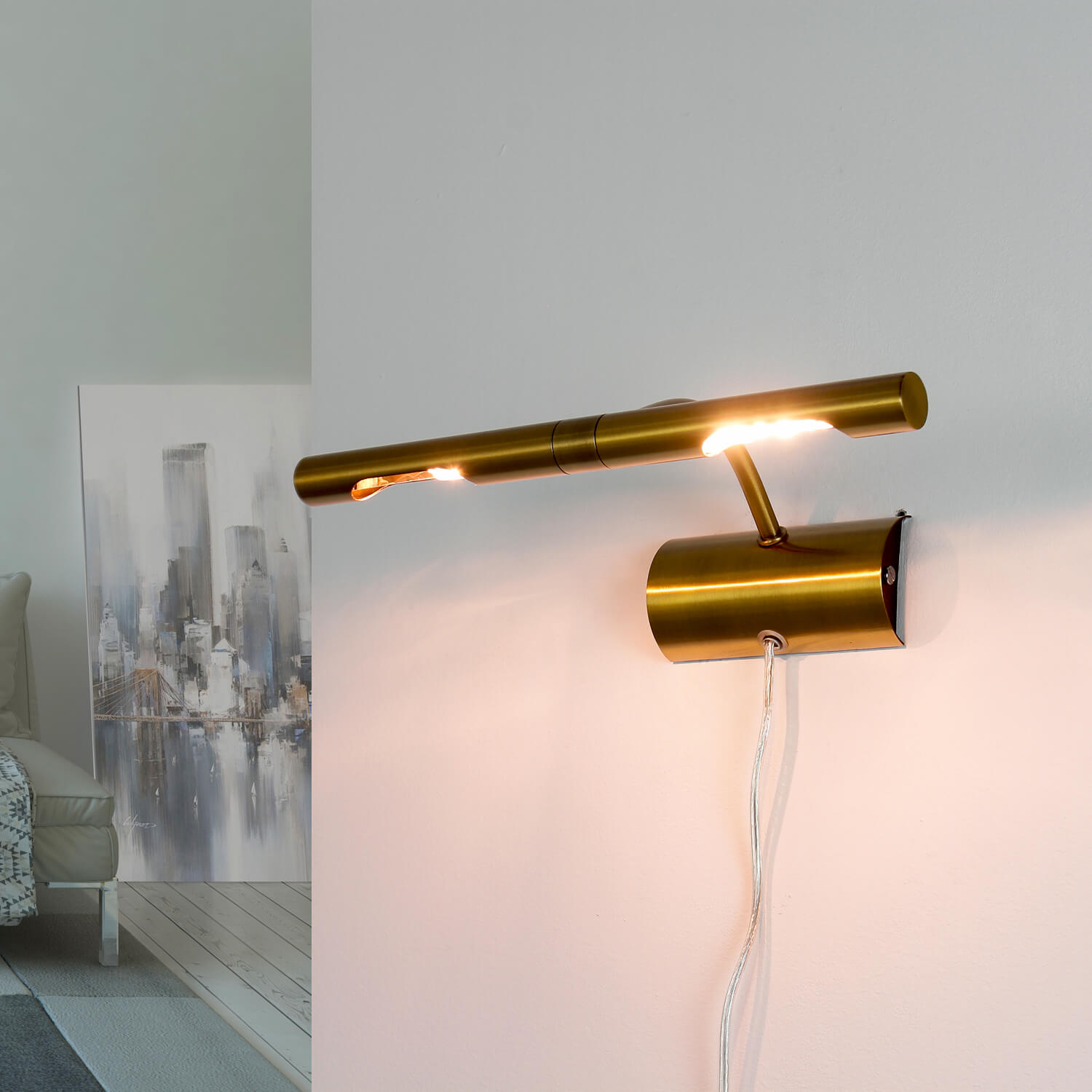 Bilderlampe Stecker in Bronze 2x G9 Wohnzimmer
