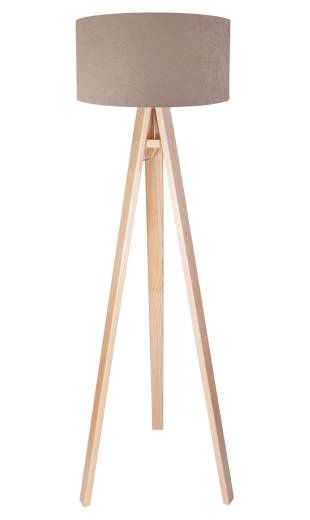Beige Stehlampe Holz Dreibein 140cm Retro Wohnzimmer