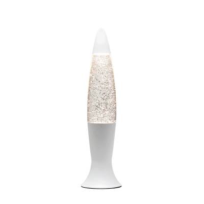 Elegante Lavalampe ROXY Weiß Silber Glitter 40cm