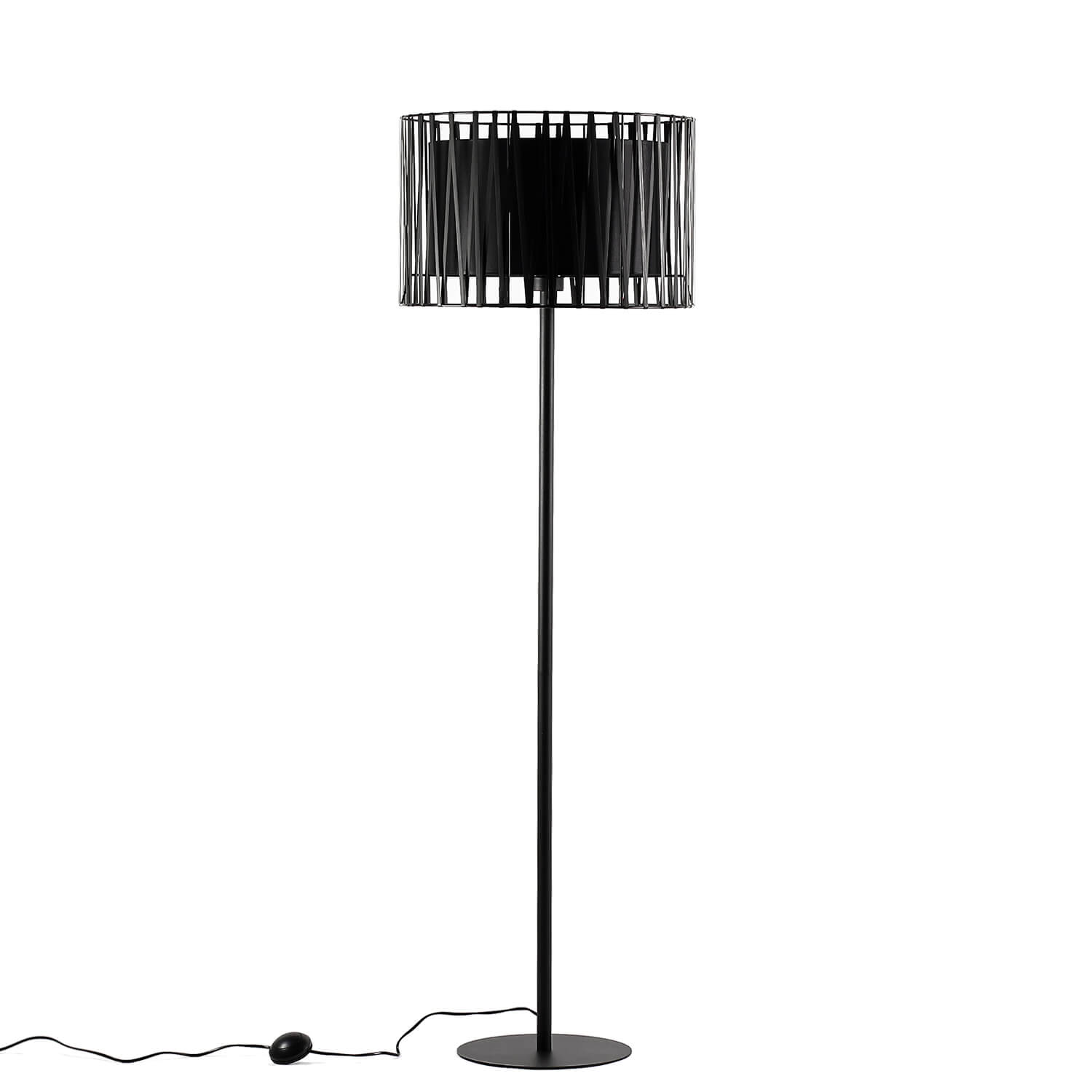 Moderne Stehlampe Schwarz Metall rund 145 cm