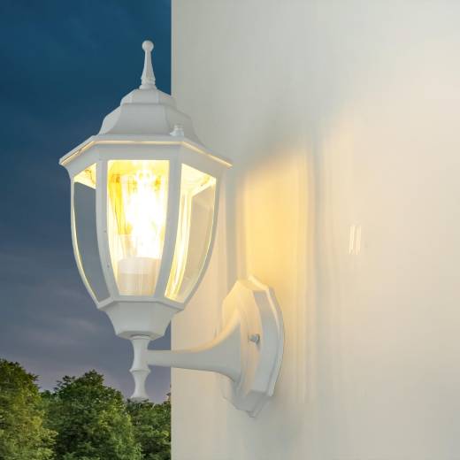 Weiße Außenwandlampe rustikale Laterne LYON H:35,5cm