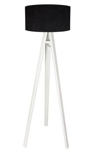 Stehlampe Holz Schwarz Weiß Dreibein Retro Licht 140cm