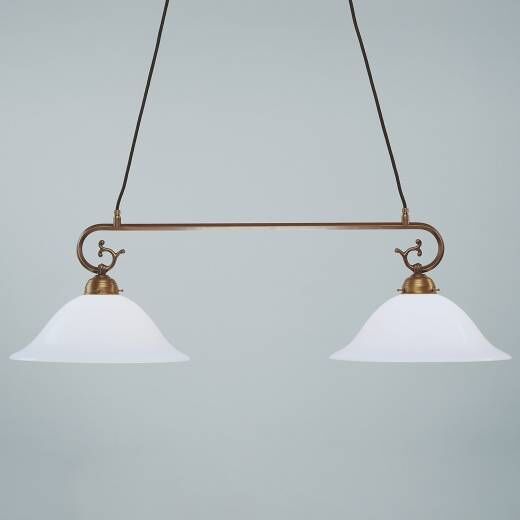Jugendstil Hängeleuchte 2flm Messing D34