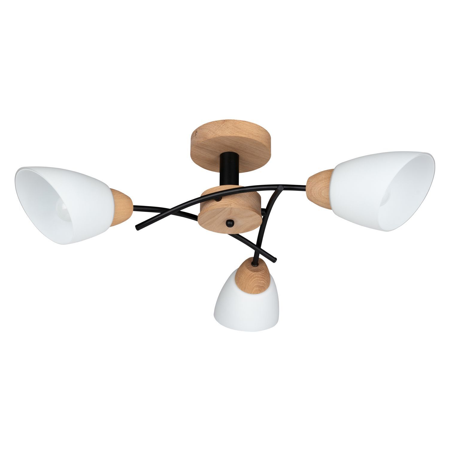 Deckenlampe in Eiche Glas 3-flammig E27 blendarm