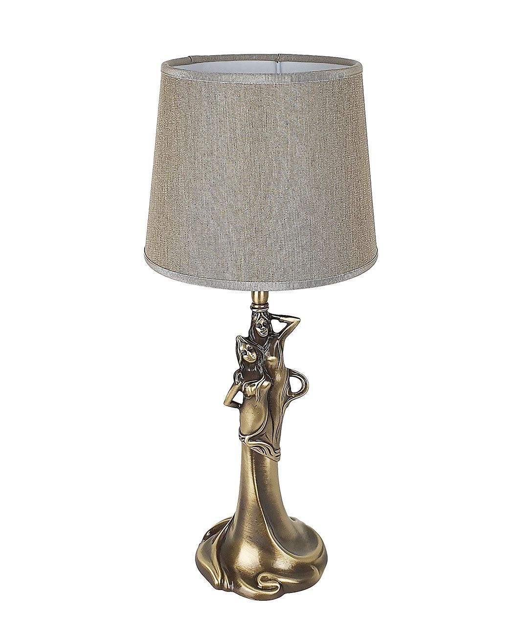 Handgefertigte Tischlampe DONNE Echt-Messing Stoff