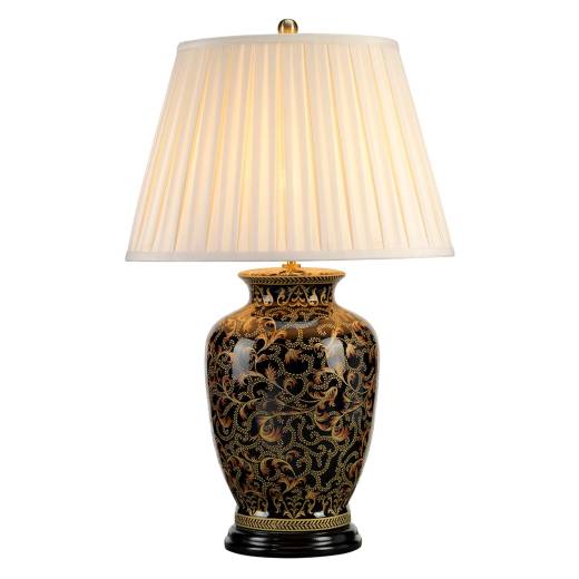 Tischlampe ELYA Schwarz Gold H:74cm Vintage Lampe