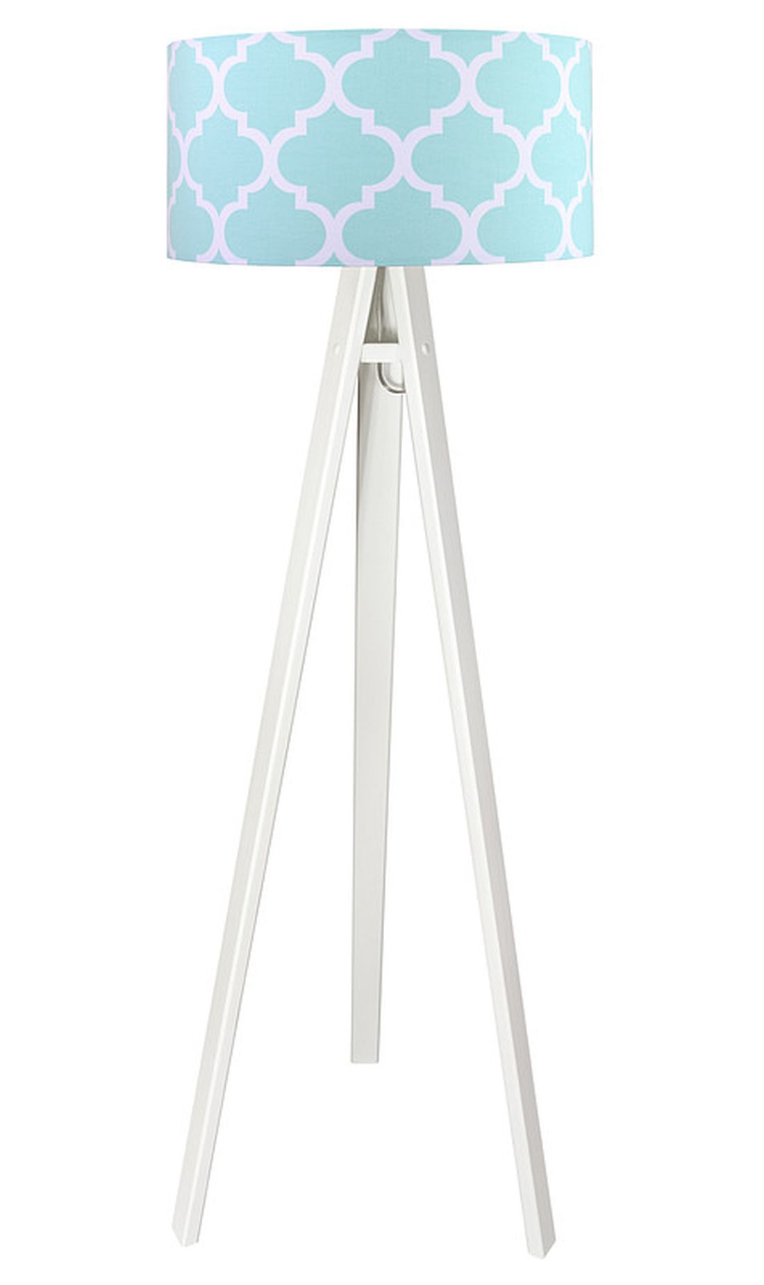 Weiß Blau Stehlampe Dreibein 140cm Retro Wohnzimmer