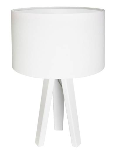 Tischlampe Dreibein Weiß Retro 46cm Holz Lampe