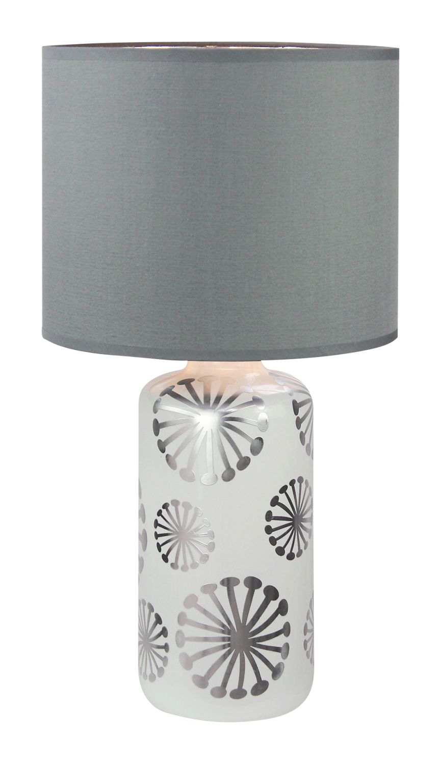 Nachttischlampe Grau Silber Schalter E27 blendarm