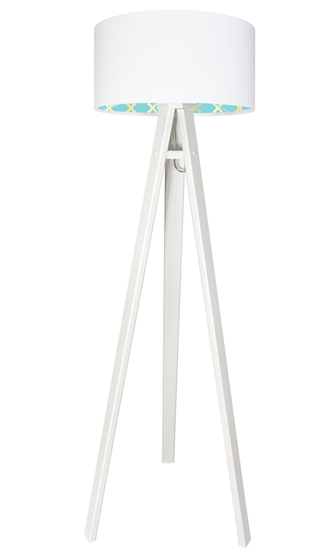 Stehlampe Weiß Türkis Retro Dreibein 140cm Wohnzimmer