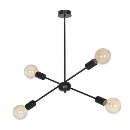 Sputnik Lampe Schwarz Metall 4 flammig für E27 Retro