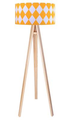 Stehlampe Holz Braun Orange Stoff Dreibein 140cm