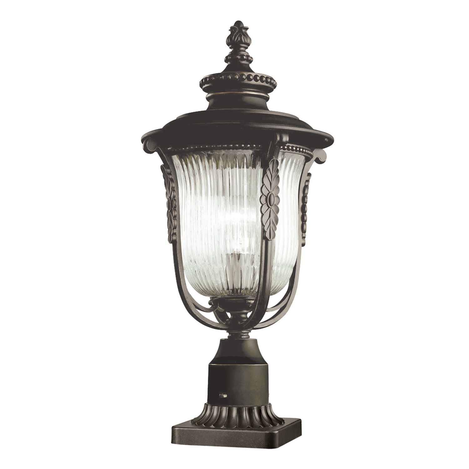 Vintage Lampe Außen Metall Riffelglas IP44 Garten