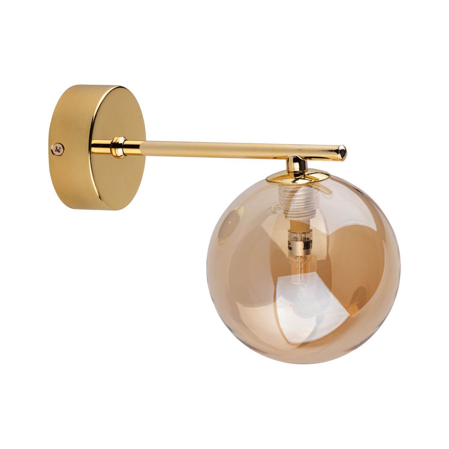 Wandlampe Kugelschirm Glas Metall in Bernstein Gold