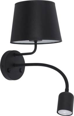 Schwarze Wandlampe mit Schalter Lesearm E27 GU10