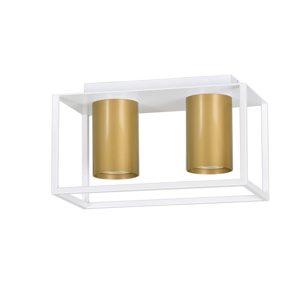 Deckenlampe Weiß Gold 2x GU10 Metall Modern Flur Büro