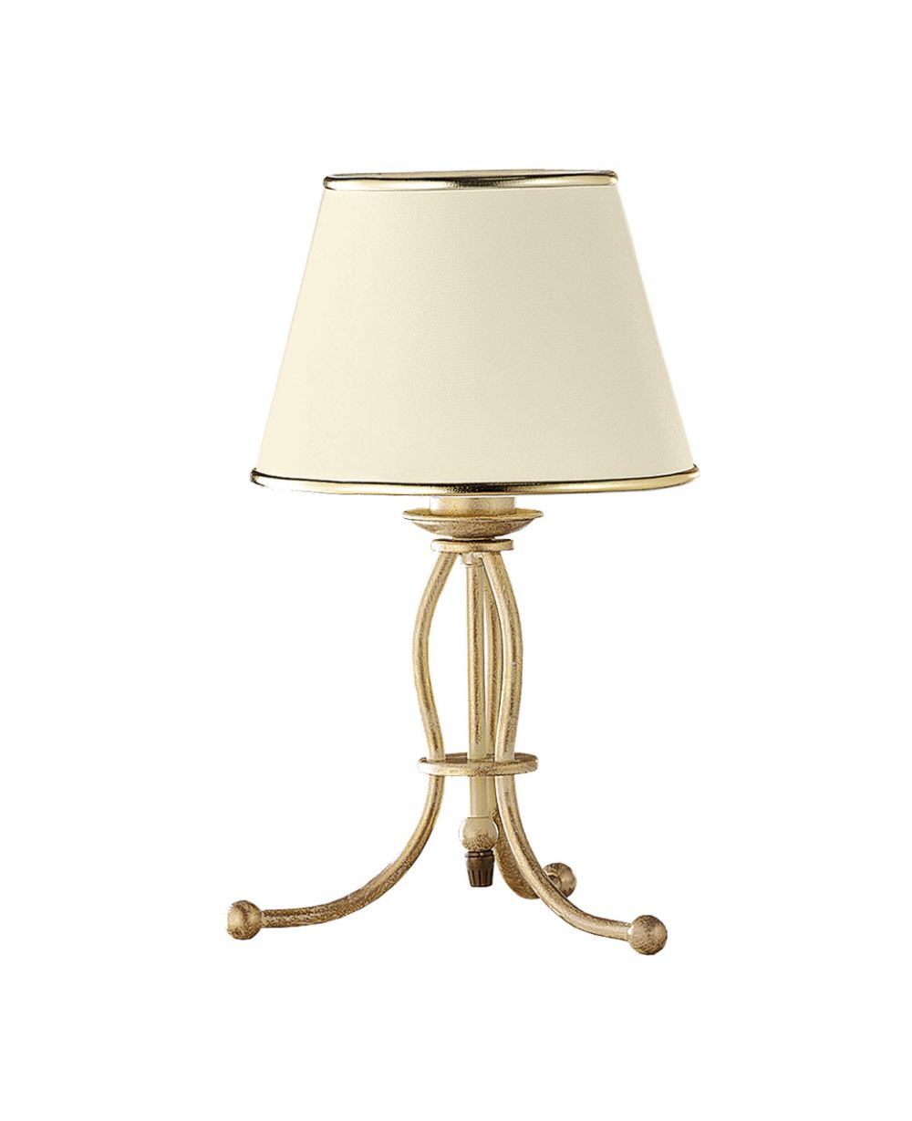 Tischleuchte BERTHA 38cm in Shabby Gold Weiß Lampe