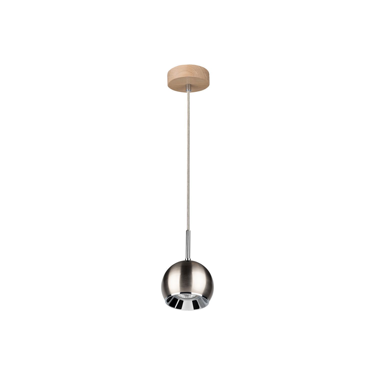 Runde Pendelleuchte Holz Metall mit LED 6W Ø12cm