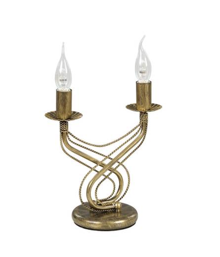 Tischleuchte Gold Metall Rustikal 2-flammig Kerzen