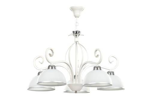 Deckenlampe Weiß Metall Glasschirme 5-flammig E27