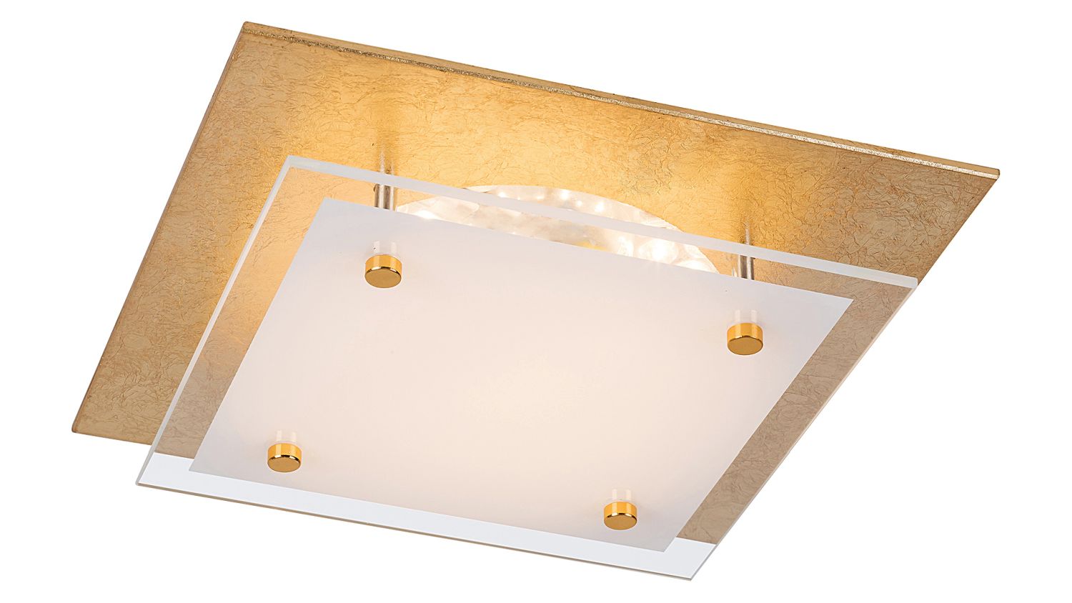 Moderne LED Deckenleuchte Gold Glas 12W Zeitlos