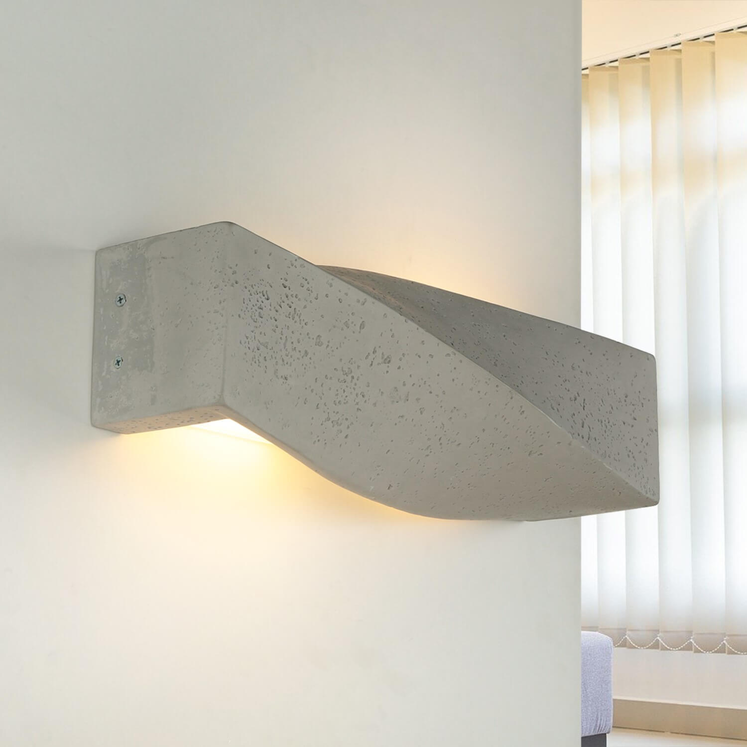 Beton Wandlampe SHANEY länglich B:45cm 2x E27 Modern