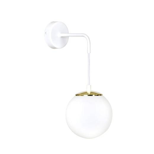 Wandlampe Weiß verstellbar Kugel Schirm Glas Metall E27