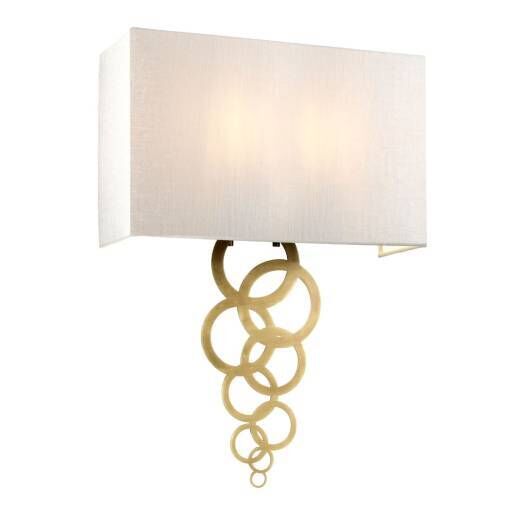 Wandleuchte Up Down in Creme Messing antik Stoff Metall