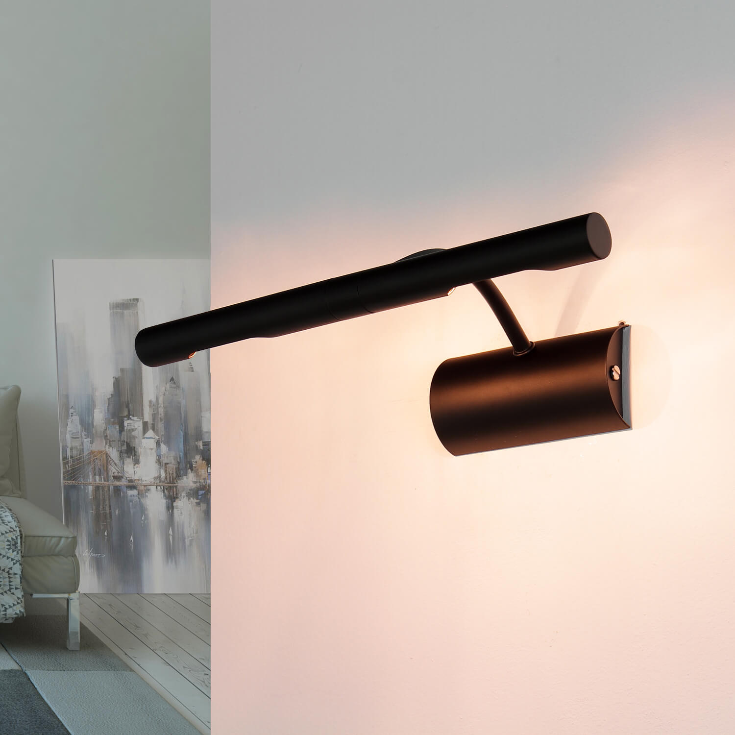 Schwarze Bilderlampe 2x G9 Metall Wand Wohnzimmer