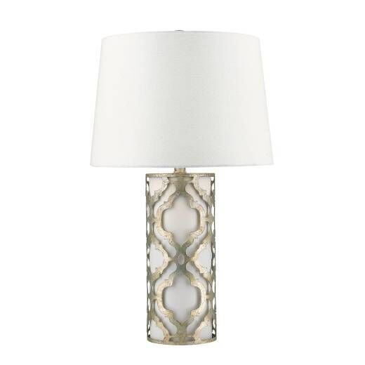 Tischleuchte Hoch 69cm Antik arabesque Blattsilber Stoff