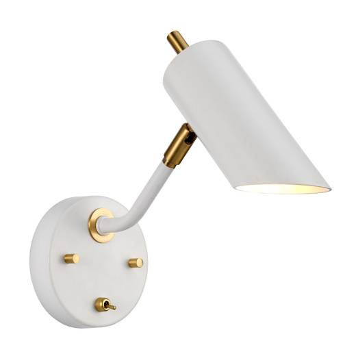 Moderne Wandlampe LEYRE Weiß Messing Antik Lampe