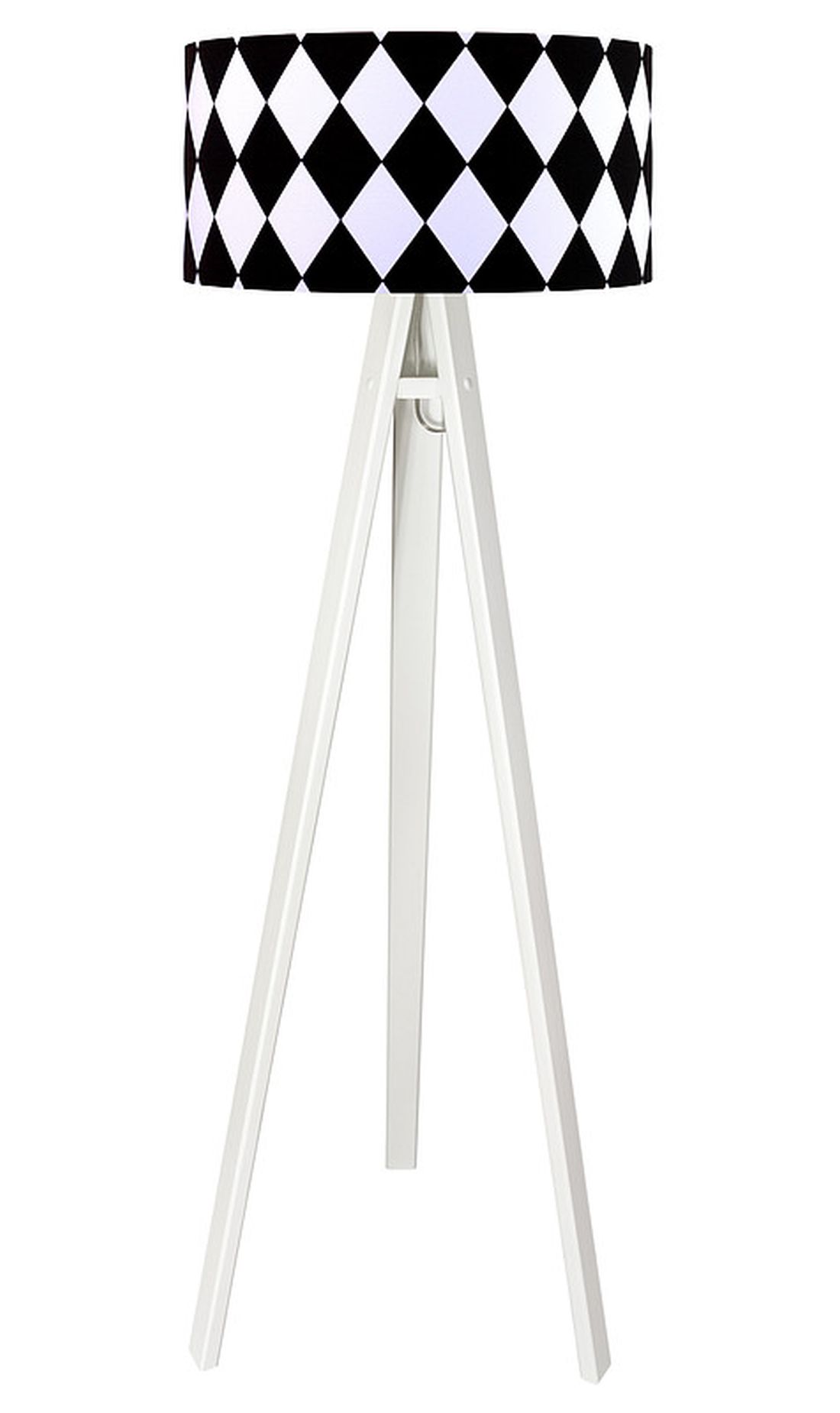 Dreibein Stehlampe Weiß Schwarz Retro rund 140cm