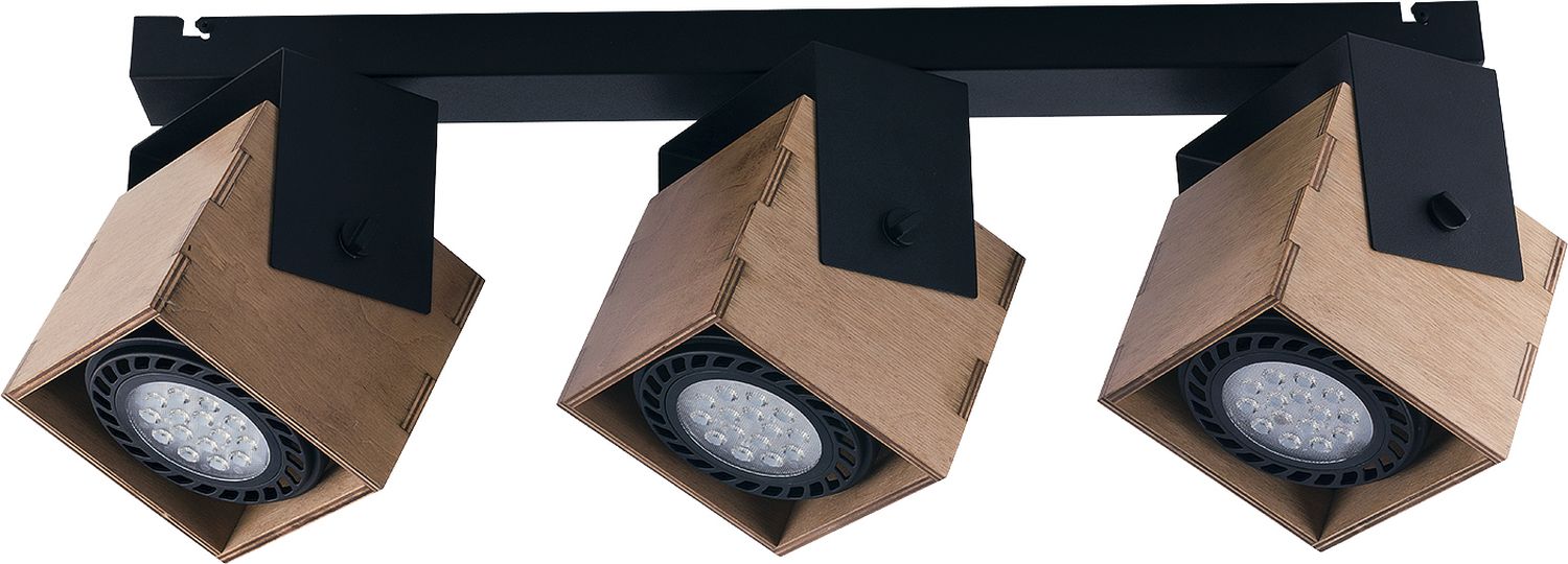 Deckenstrahler Schwarz Braun 3-flmg KAMPAS Lampe
