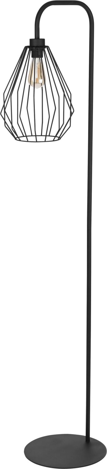 Schwarze Stehlampe 153cm offener Draht Schirm