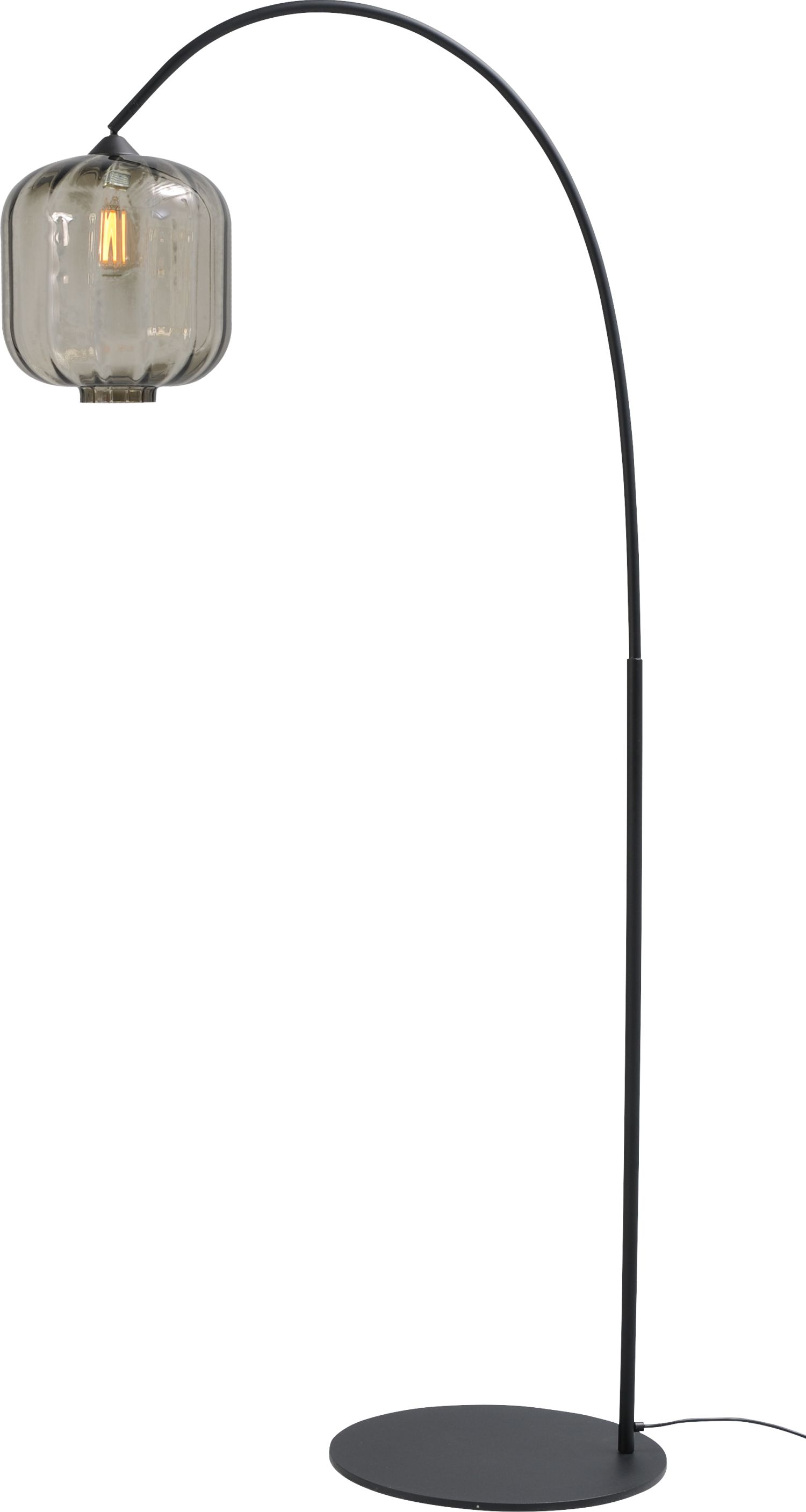 Gebogene Stehlampe Schwarz Metall Glas 181 cm E27