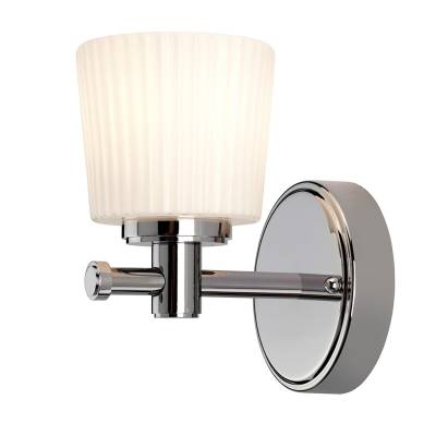 Premium Badlampe POLI mit LED IP44 Chrom Weiß Riffelglas