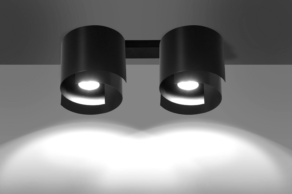Deckenlampe Schwarz Metall Design rund 2x GU10